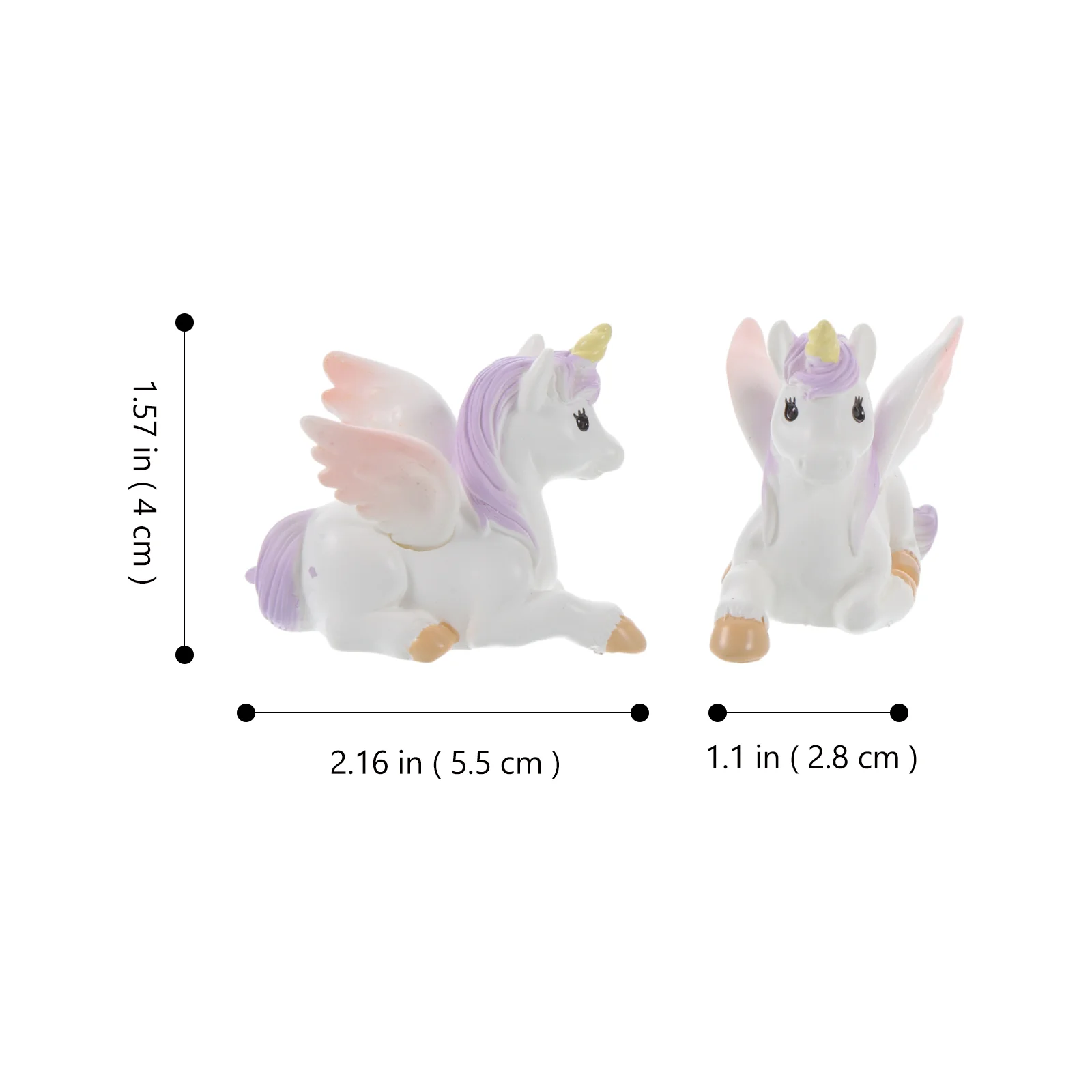 2 pezzi micro decorazione paesaggistica figurine di unicorno viola ornamento sogno in miniatura aggiunta perfetta toppers per cupcake in resina