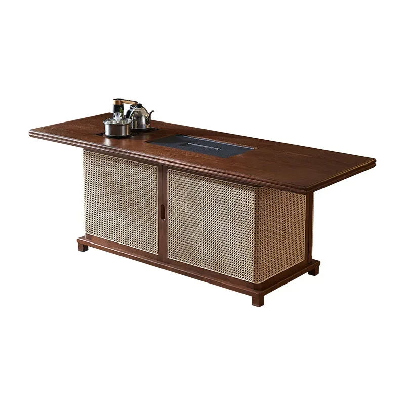 Nordic solid wood tea table and chair combination new Chinese rattan tea table office home set