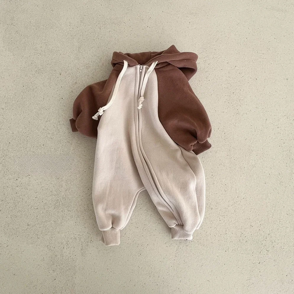 

Spring and Autumn Pure Cotton Hooded Boy's One Piece Clothes Casual Climbing Clothes 4486D-1 Korean Newborn Baby Jumpsuit
