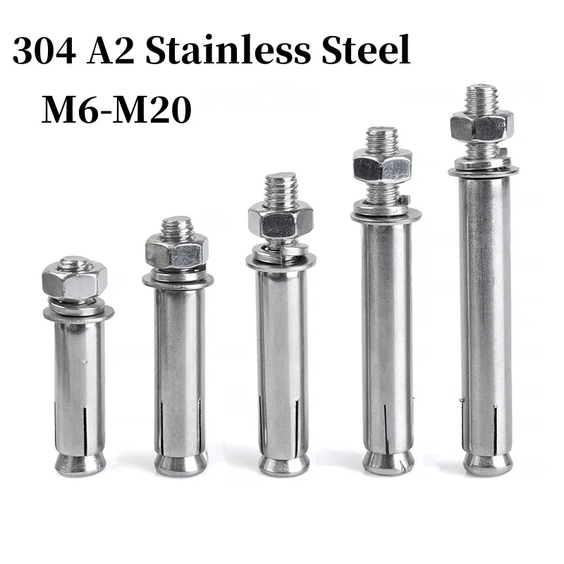 

1/5Pcs M6 M8 M10 -M20 304 A2 Stainless Steel Hexagon Expansion Screw Sleeve Concrete Anchor Bolts