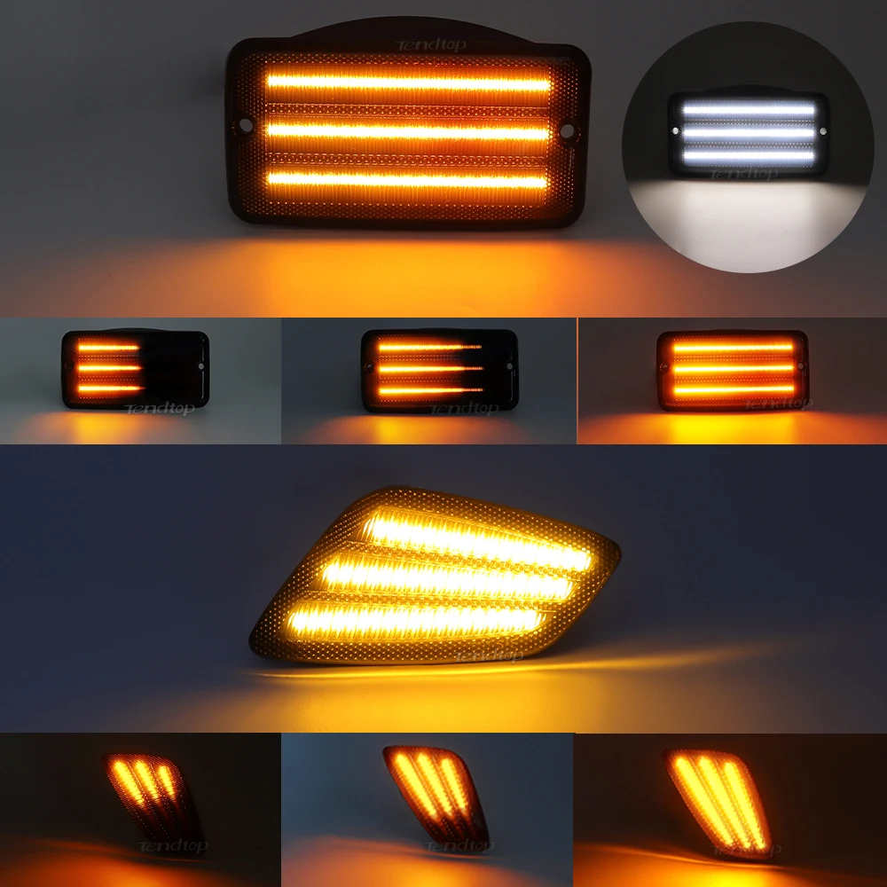 Car Led Fender Side Marker Lights Bumper Yellow Amber Turn Signal Lamps DRL White Parking Light Kit for 1997-2006 Wrangler TJ