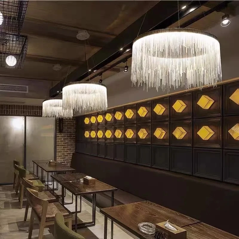 lustres suspensos de prata com borla lustres de luxo para sala e quarto decoracao nordica luminaria criativa para restaurante 01