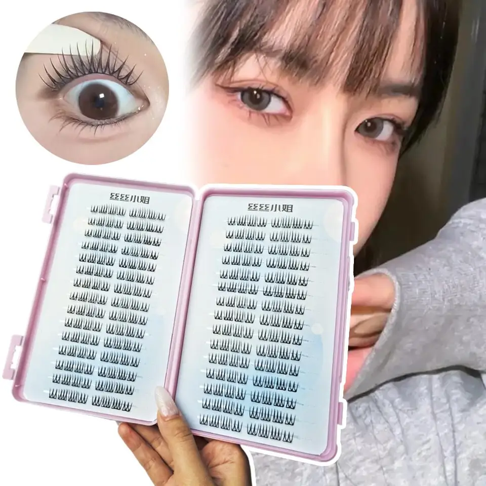 30 filas de pestañas postizas estilo grupo femenino coreano, forma U, efecto mirada ampliada, autoadhesivas naturales para extensiones 5