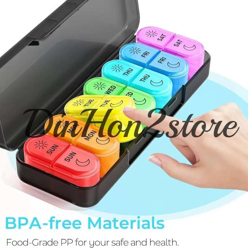 14-grid sub-packaging medicine box, drug storage box can be visually independent and easy to disassemble