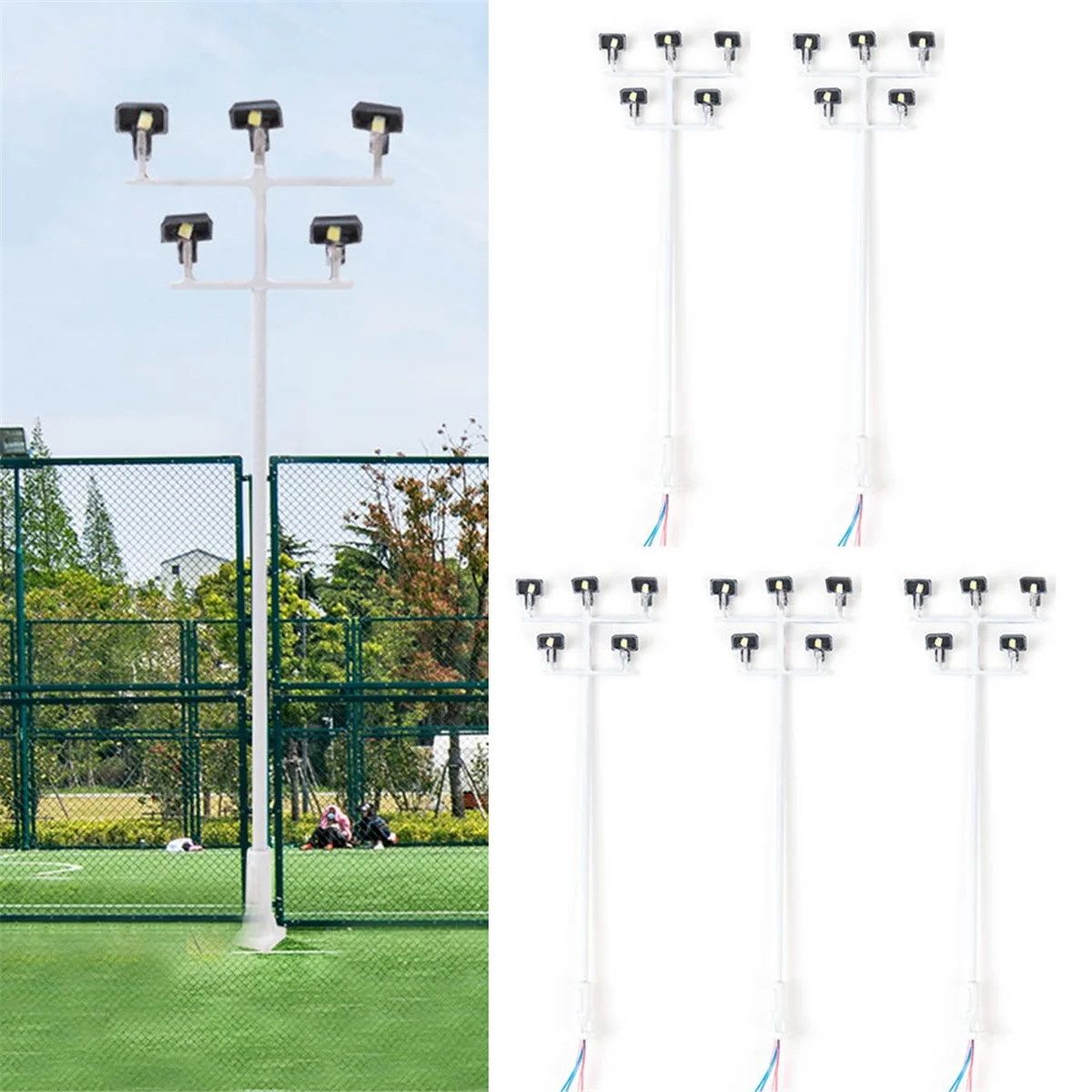 M15K5PCS HO Model w skali Wieża oświetleniowa 3V Pociąg Światło kolei LED Plaza Lampy Budowa Sceneria Układ Model Akcesoria