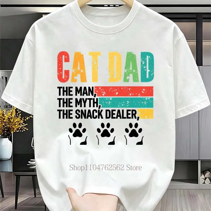 Fun Cat Dad Pattern Print T-shirts for Men Women Summer Casual Fashion Harajuku Streetwear Tops Crew Neck Short Sleeve Tees
