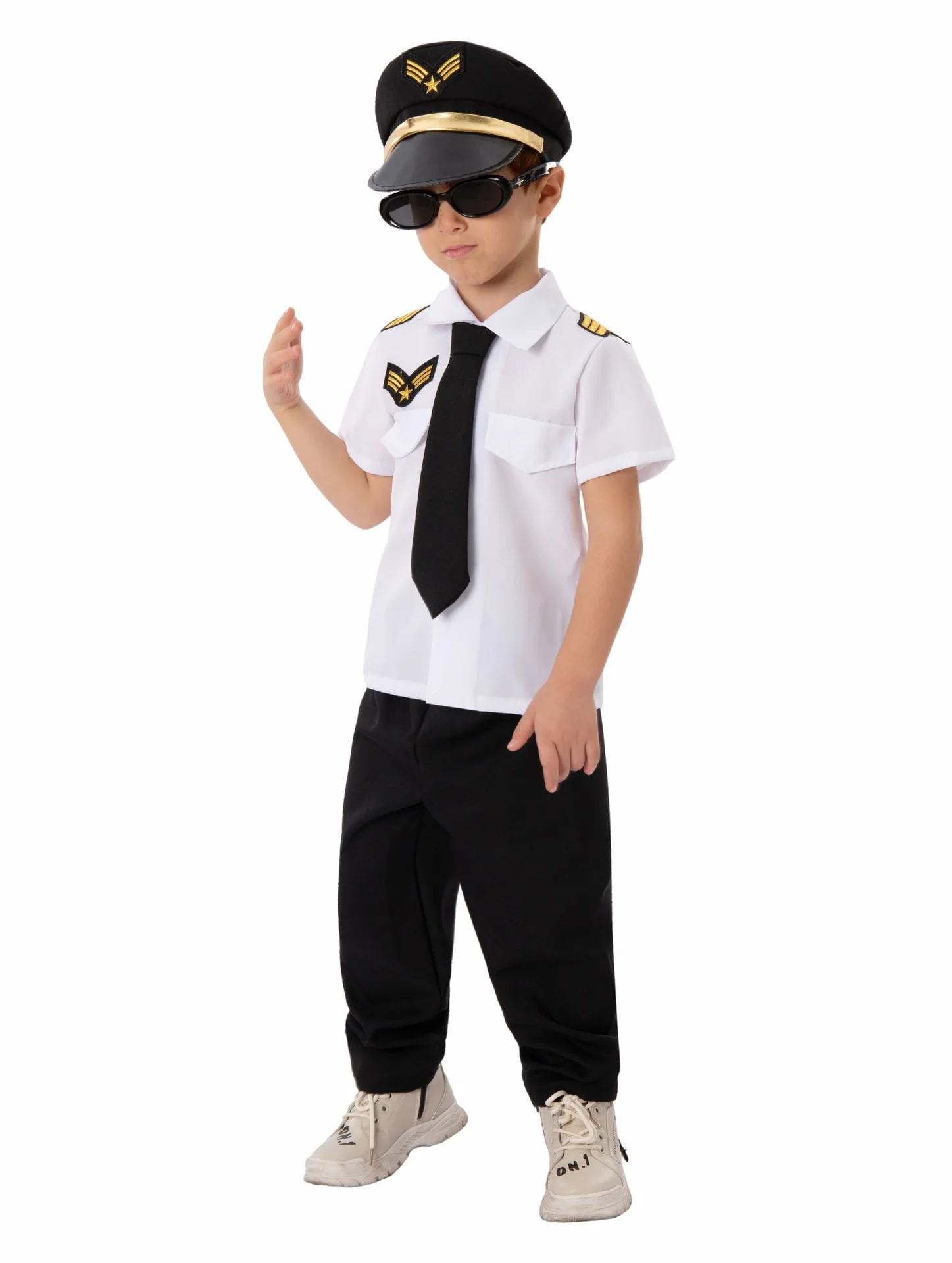 Children Professional Pilot Cosplay Green Jumpsuit Costume  Halloween Carnival Party Boy pilot