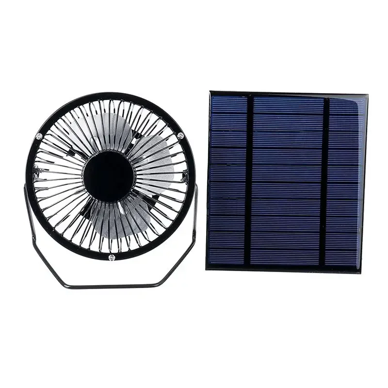 

2.5W 5V Solar Powered Panel Fan 4 Inch USB Cooling Fan Power Bank Fan For Home Office Outdoor Traveling Cooling Ventilation Fan