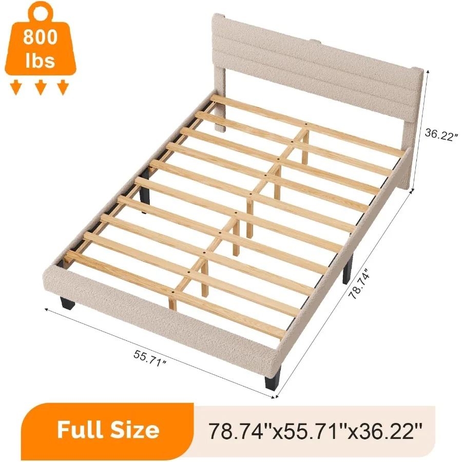 Upholstered Bed Frame with Adjustable Headboard for Bedroom Use, Fabric in Gray, Soft Tufted Design and Easy Height Adjustment