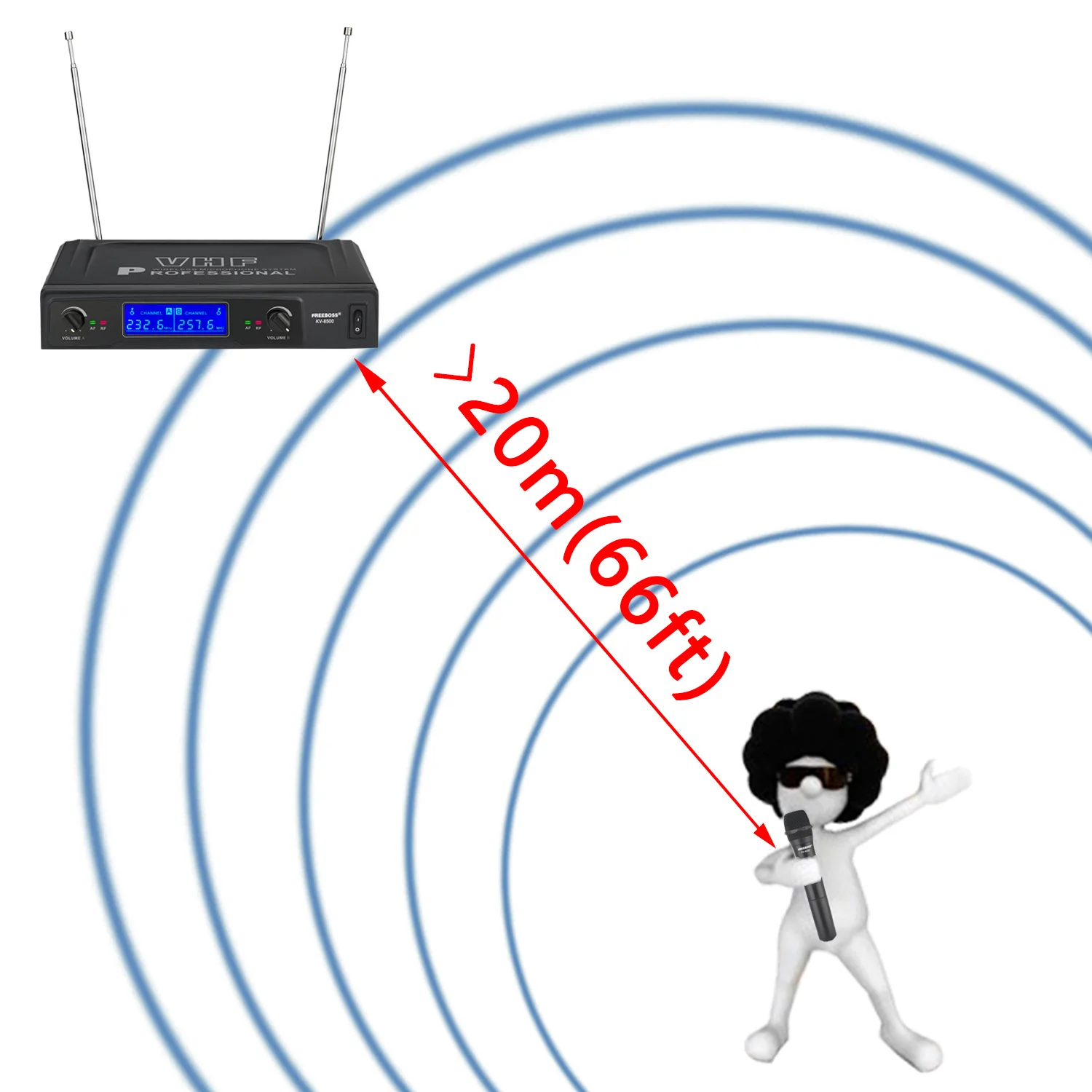 FREEBOSS Двухканальный беспроводной микрофон 2 Карманный УКВ фиксированная частота профессиональная динамическая микрофонная система для караоке