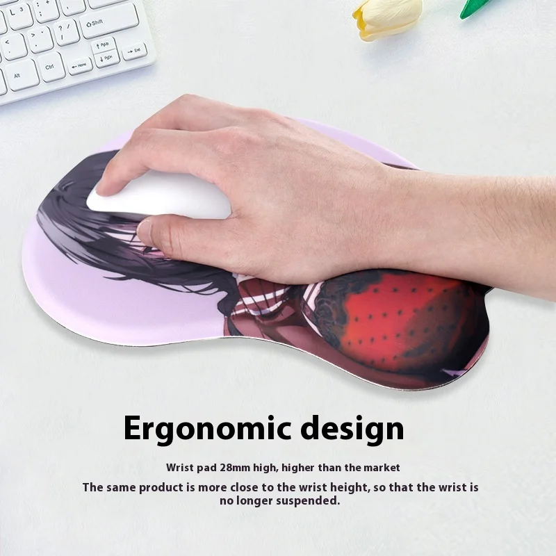 لوحة ماوس مسند المعصم من السيليكون ثلاثية الأبعاد - وسادة لوحة مفاتيح سميكة من إسفنج الذاكرة مع تصميم Kawaii، حصيرة مكتب مريحة 2025 جديد #3