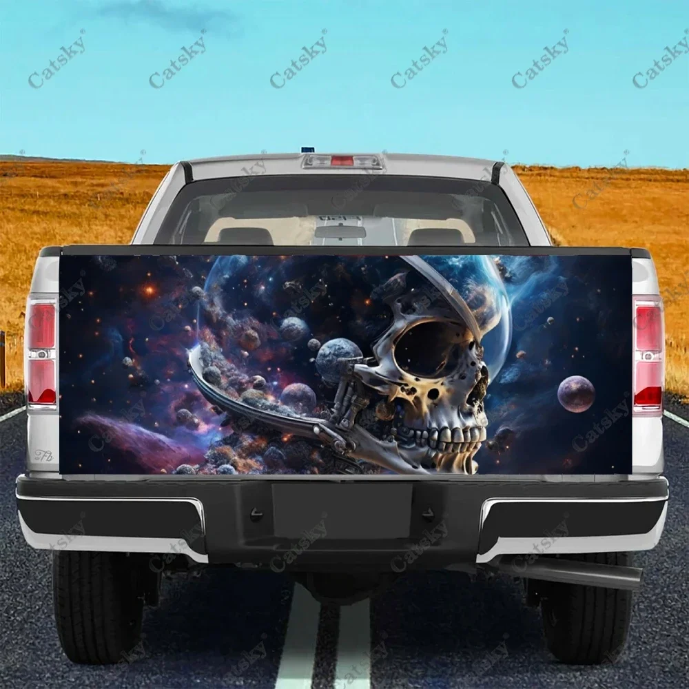 Abstract Creepy Skull Truck Tailgate Wrap Professional Grade Material Universal Fit for Full Size Trucks Weatherproof