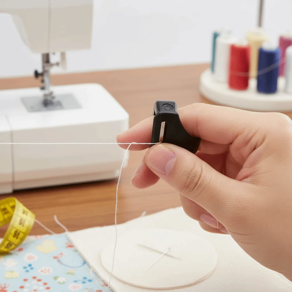 12PCS Plastic Thimble Thread Cutter Ring Sharp cutter Portable Design Sewing Cutting Tool Finger Ring cutter Hand Sewing