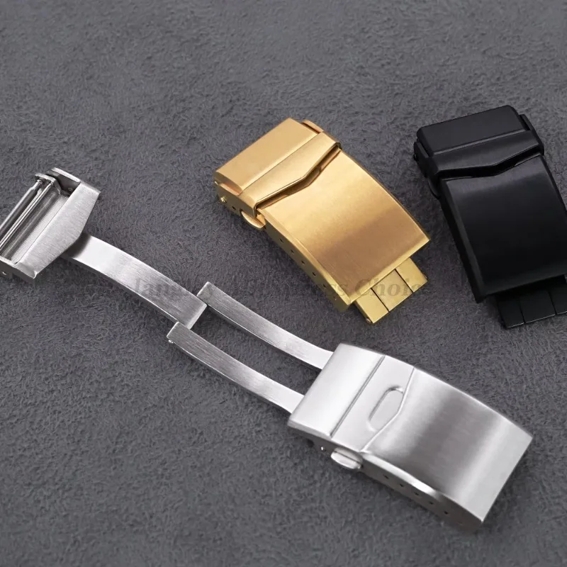 18mm 20mm 22mm Stainless Steel Watch Band Buckle for Seiko Watch Strap Clasp Double Lock Button for Ghost Diving Diver Buckles image 2