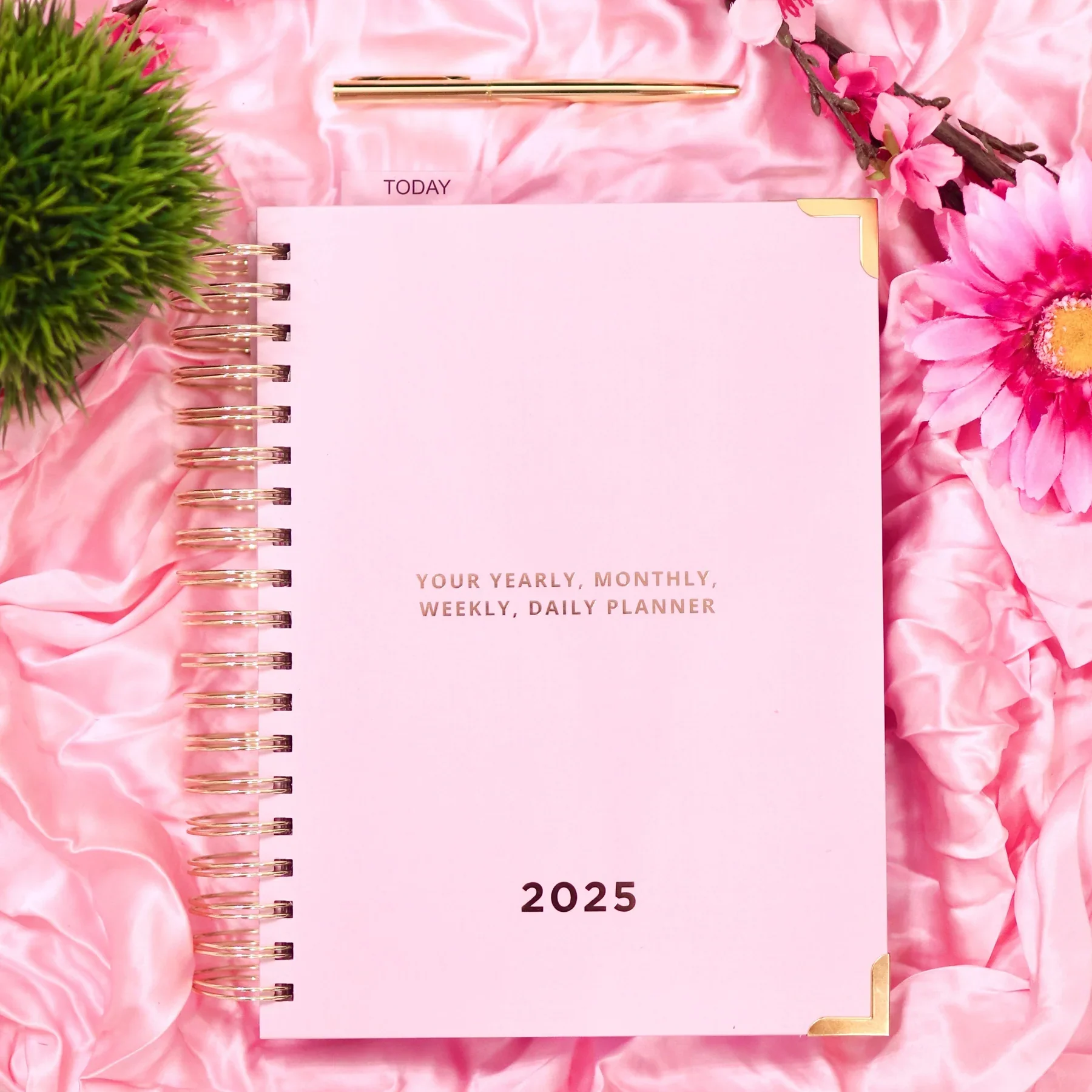 ByEvetteSantos Pink Textured Spiral 2025 Annual Planner Notepad Is A Great Gift For Friends And Loved Ones