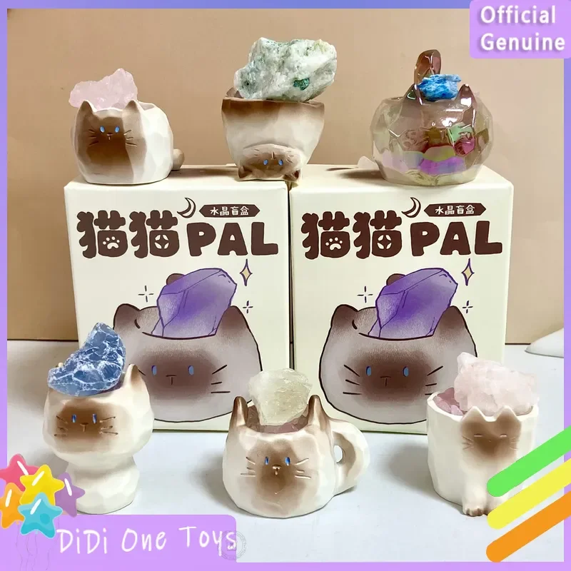 

Genuine Kawaii Cute Cat Pal Blind Box Natural Stone Figurine Graduation Birthday Present Surprise Box Cute Desk Decoration Gift