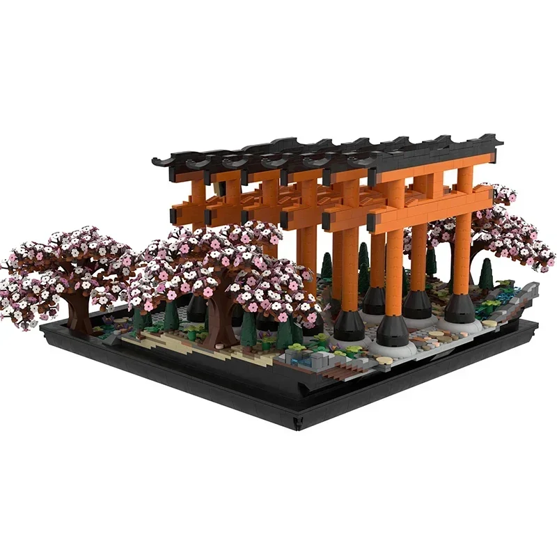 Street view Model Moc Bouwstenen Fushimi Lnari Gate Walkway Technologie Modulaire Blokken Cadeau Kerst Speelgoed DIY Sets Montage