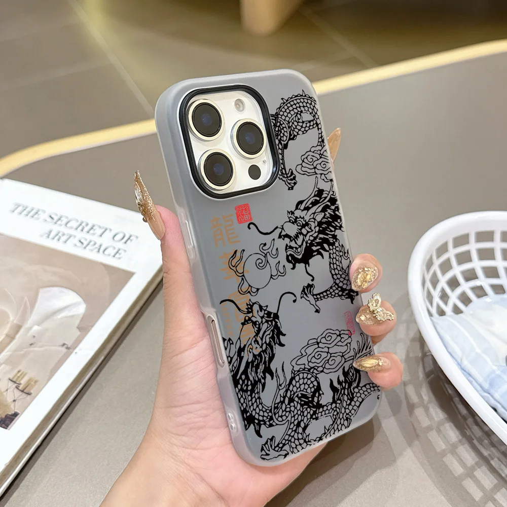Art Chinese Dragon Matte Candy 2 in 1 Phone Case for Motorola Moto Edge G Stylus 60 G64 G73 G54 G24 50 Fusion Neo Pro 4G 5G