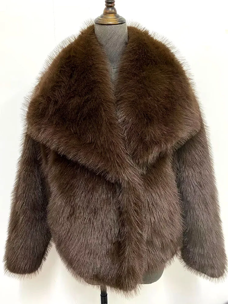 ZADORIN Fashion Oversized Turn Down Collar Fluffy Faux Fur Coat Woman Vintage Faux Fur Jacket Coats Winter Clothes Woman 2025 image 6