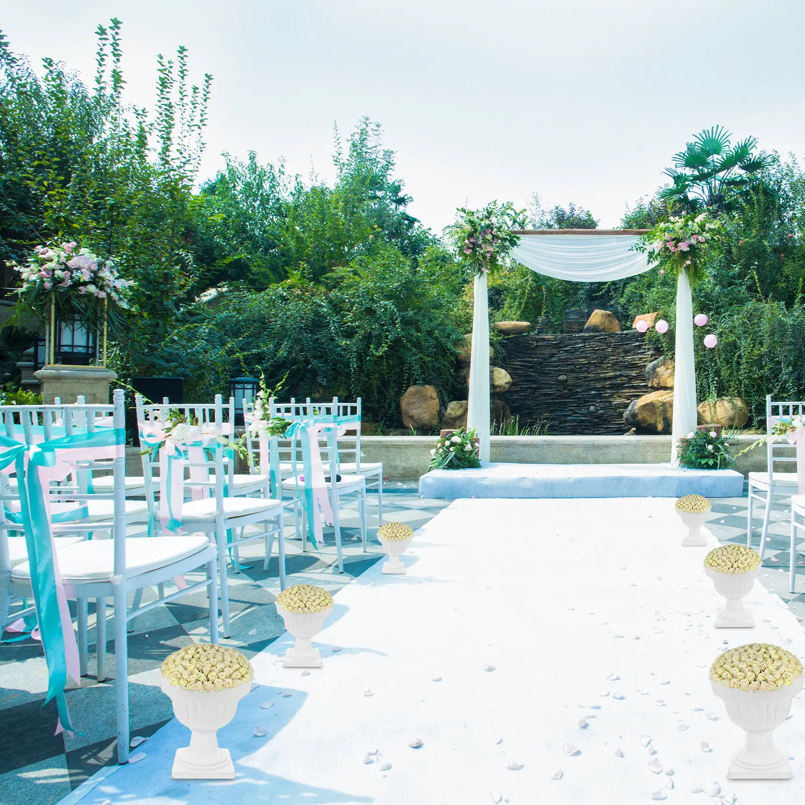 

1Pcs Road Guiding Flowerpot Roman Pillar Plastic Flowerpot Home Balcony Garden Decorative Planter Wedding Party Supply