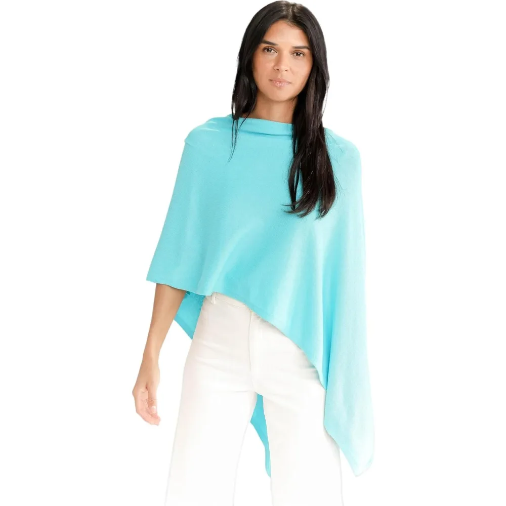 豪華な軽量コットンカシミヤ混紡ポンチョ - コットン95%、カシミヤ5% - どんな機会にも最適な柔らかなギフト