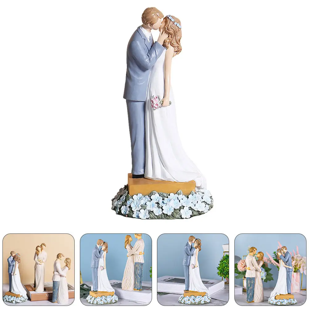Resin Wedding Ornament Couple Decor Bride Groom Sculpture Romantic Table Decoration Home Adornment Wedding Gift