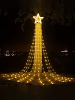 Solar pentagram waterfall light Christmas decorative light courtyard outdoor balcony waterproof hanging tree gypsy lights