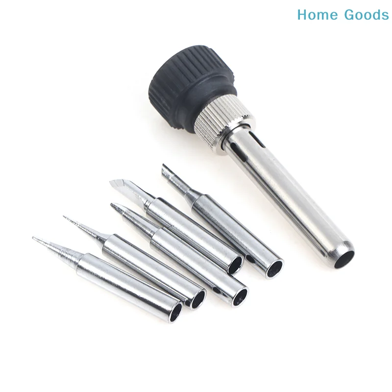 For ESD 852D 936 937D 898D 907 HAKKO Iron Tip Cannula Casing And 5 X Solder Iron Tips Soldering Station Iron Handle Adapter