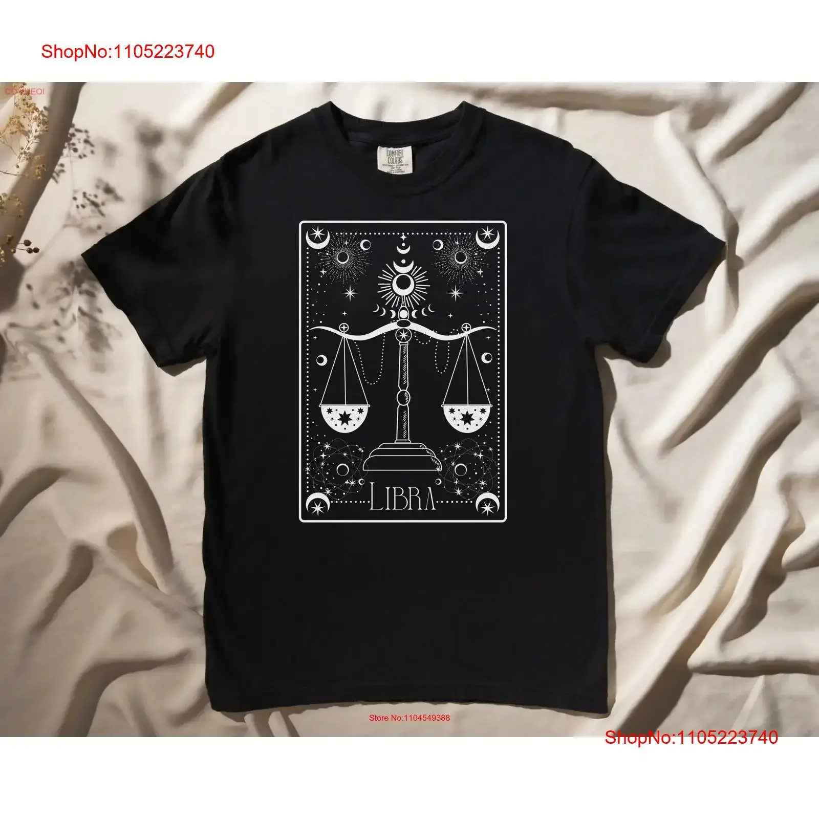 

Libra Zodiac Tarot Card White Symbol Astrology T Shirt for Her or Him vintage Washed Soft streetwear homme Breathable Casual