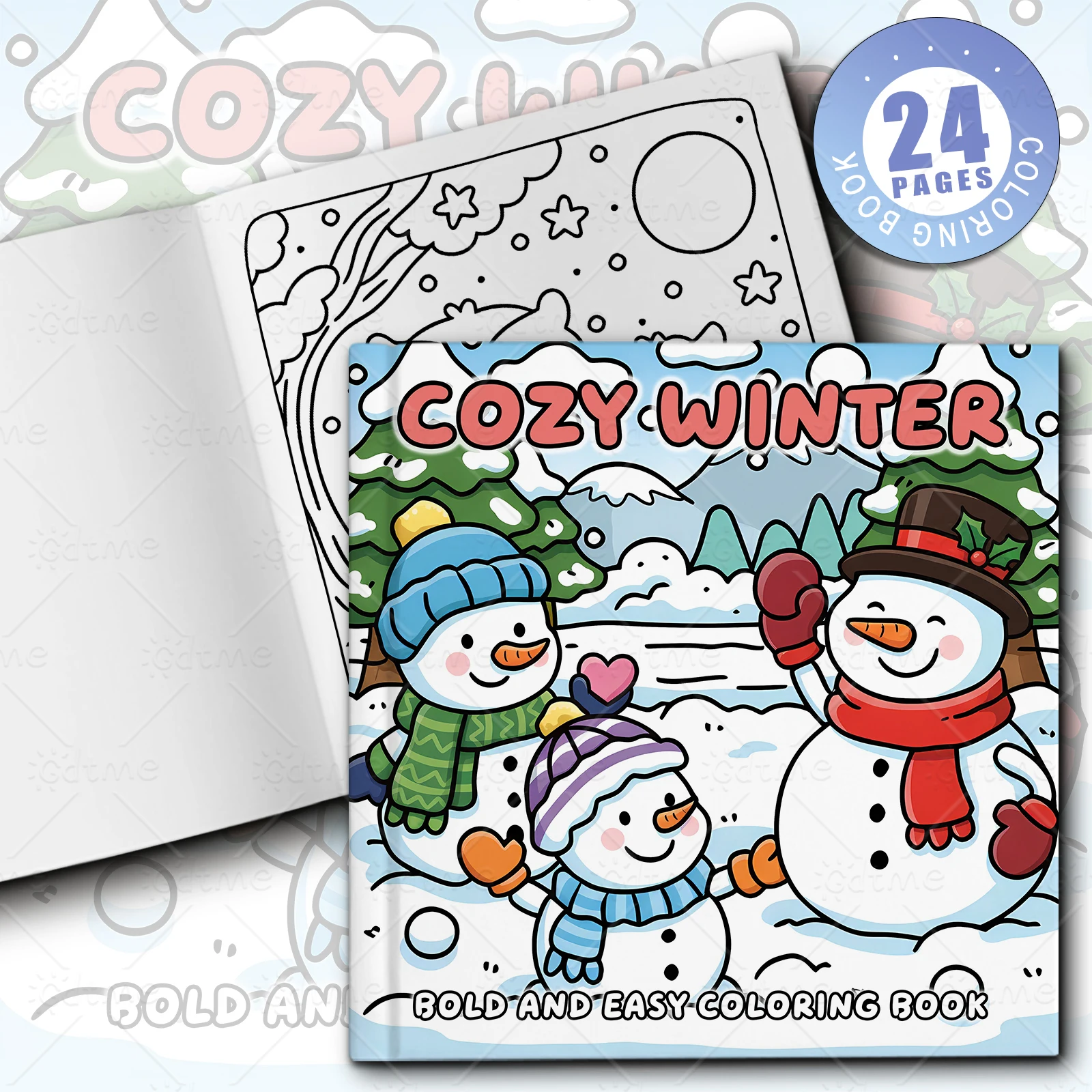 Anti Anxiety Cozy Winter Bold & Easy Coloring Book for Adults Stress Relief DIY Drawing Art Activity Book Gift for Relaxation