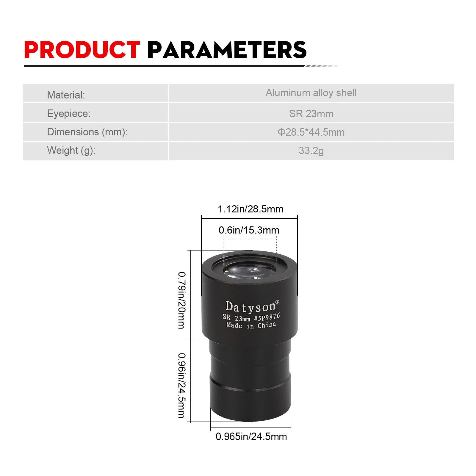 Datyson 5P9876 All Metal 0.965 Inch FMC SR 23mm Eyepiece for Astronomical Telescope Accessories