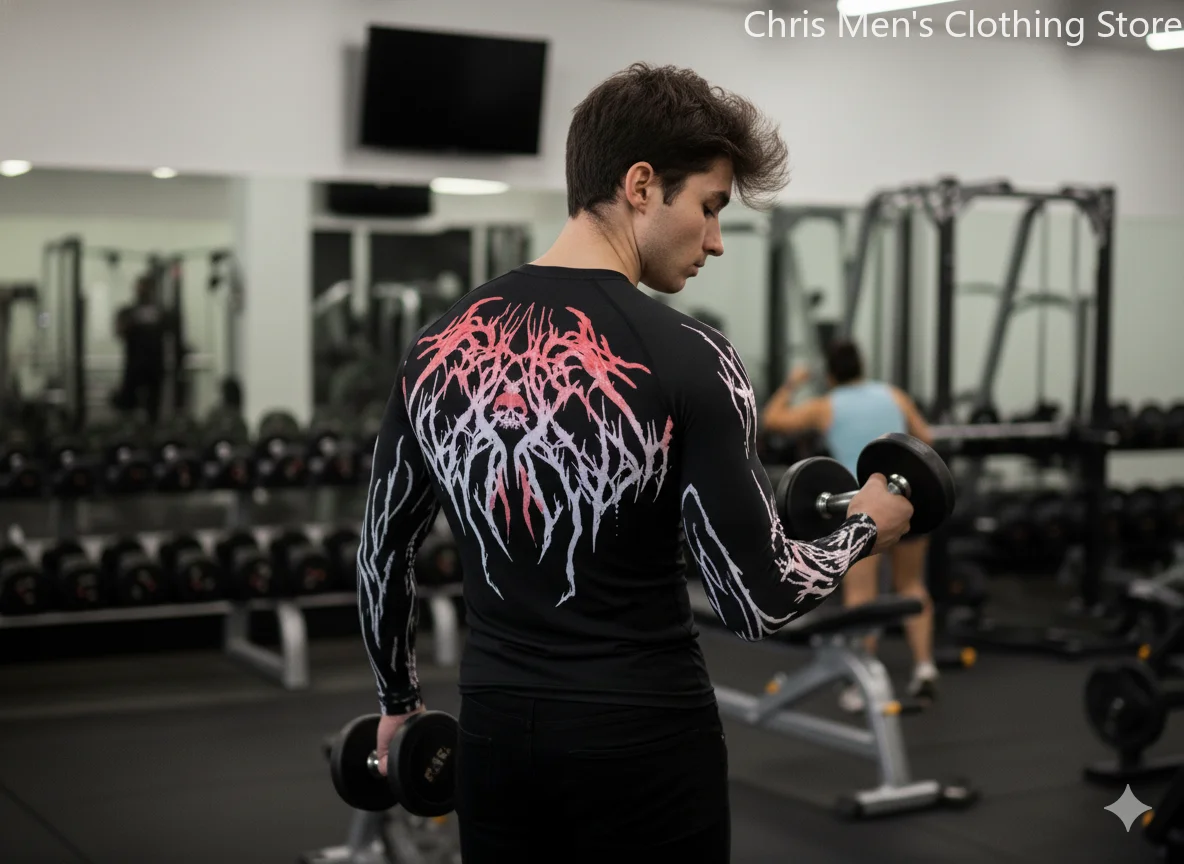 قميص ضغط الصالة الرياضية عالي الجودة للرجال، قميص فتل الرطوبة سريع الجفاف، تي شيرت رياضي بقصة ضيقة مطبوع حسب الطلب للتمرين