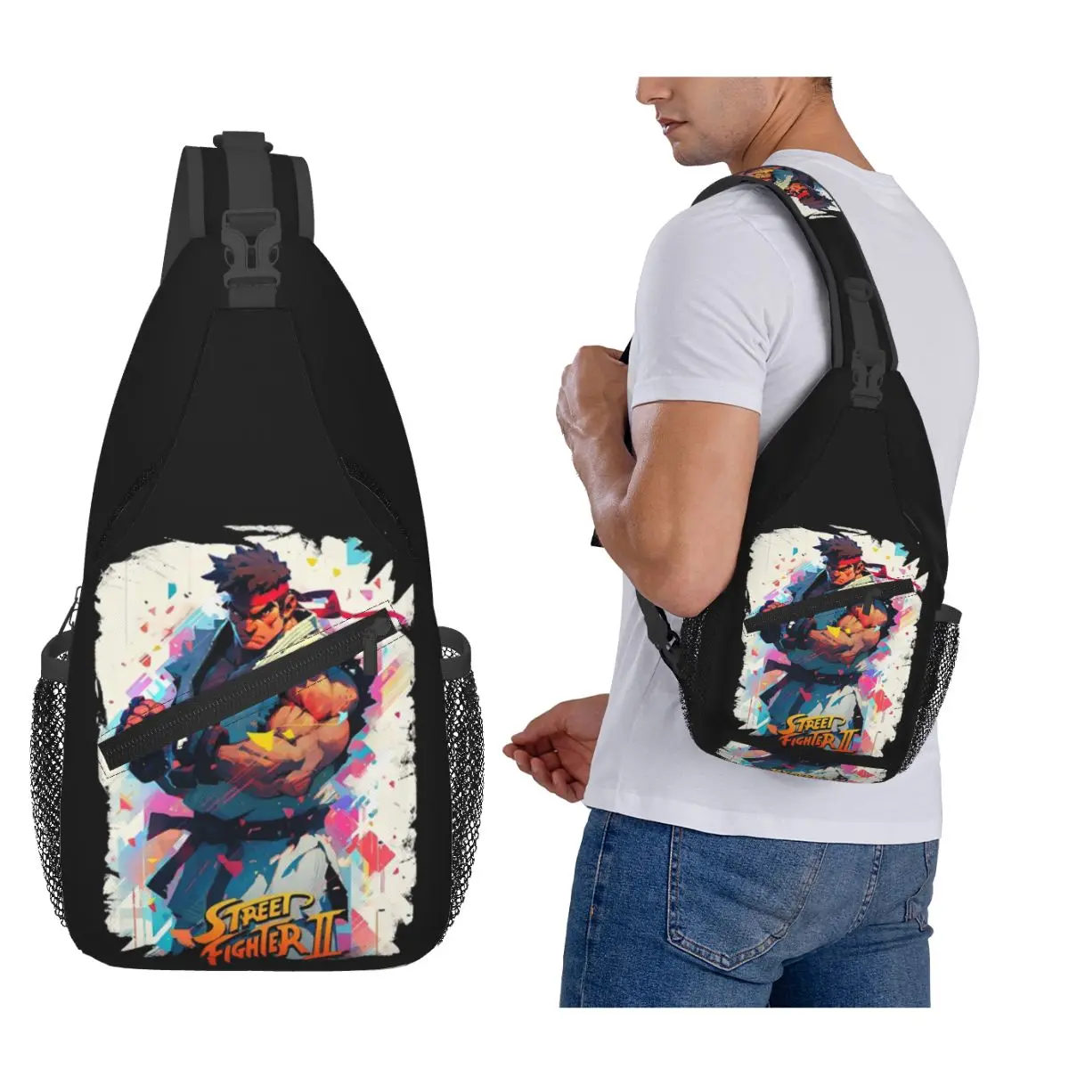 

Defeated Portraits Super Street Fighter Chest Bag Men Sling Crossbody Backpack Chest Bag Travel Hiking Daypack Shoulder Bag