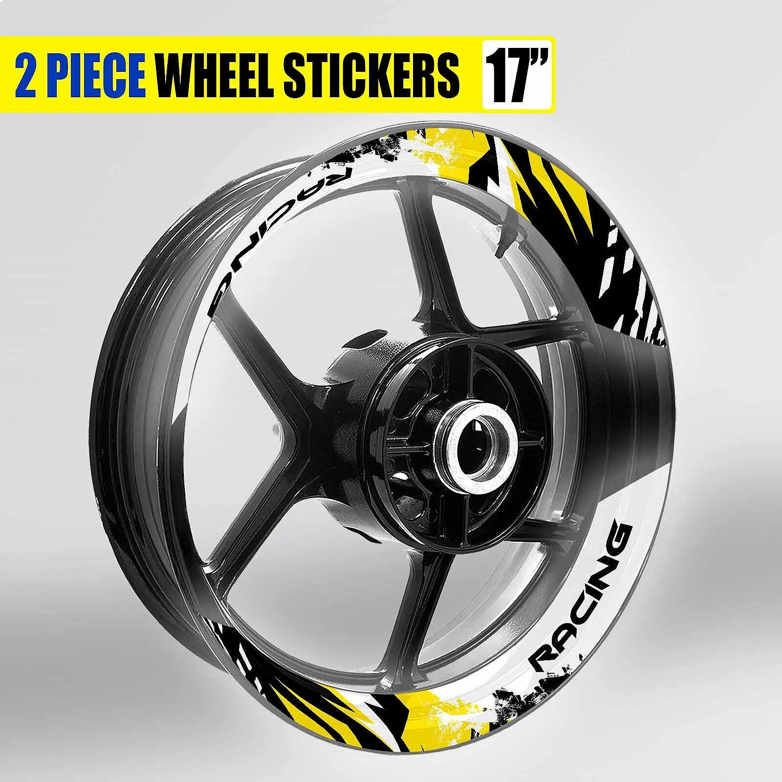 S05W Yellow 2-Piece Rim Wheel Stickers Decals For Honda CB500R 2019-2023