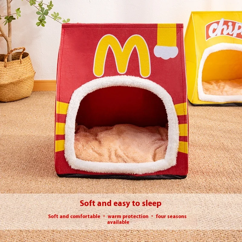 Cat Dog Bed  Nest Round Pets Sleeping Cave Kitten Beds Pet Basket Cozy Kitten Lounger Cushion Cat House Tent Pet House