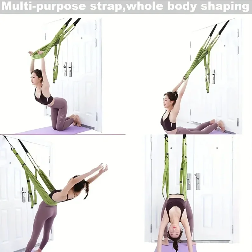 A Universal Yoga Stretching Strap with Door Anchor, Polyester Fitness Strap, Leg Stretch, Backbend Assisted Dance, Ballet