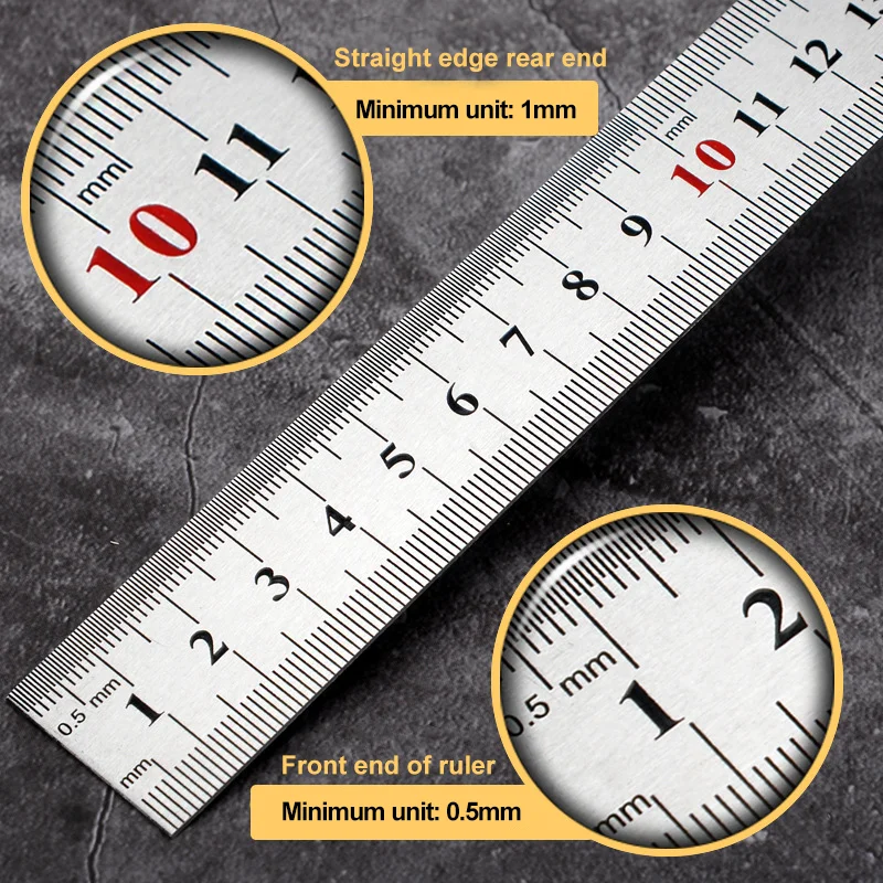 Precision Measuring Tool Double Side Stainless Steel Straight Ruler Measuring Tools Centimeter Inches Scale Ruler Metric Rule