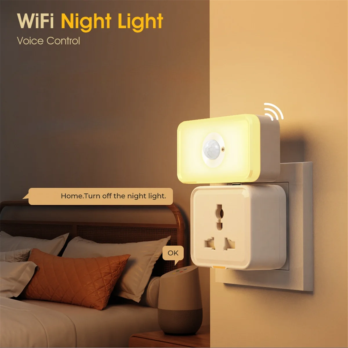 

Tuya WiFi Human Motion Detection PIR Sensor Warm White Light Sensor Night Light Smart Home Voice Remote