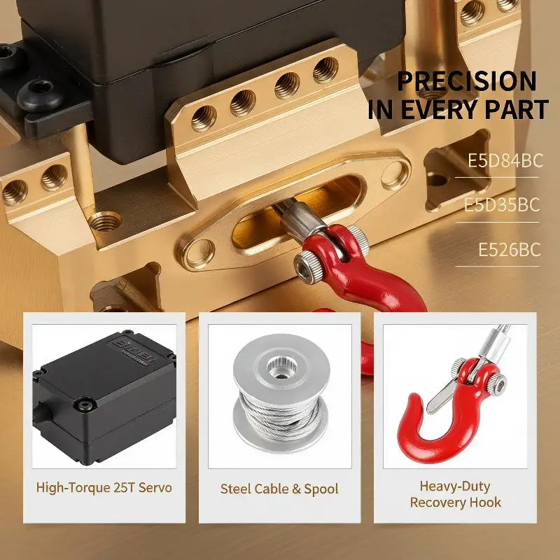 25T Steering Gear Servo Steel Wires Trailer Hook Heavy Duty Upgrade Part for 1/10 RC Crawler Car Modification