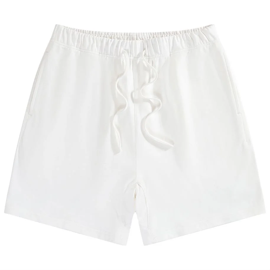 

Mens 100% Cotton Shorts for Summer Mid Waist Drawstring Knee Length Beach Short Solid White Casual Sports Jogger Trousers