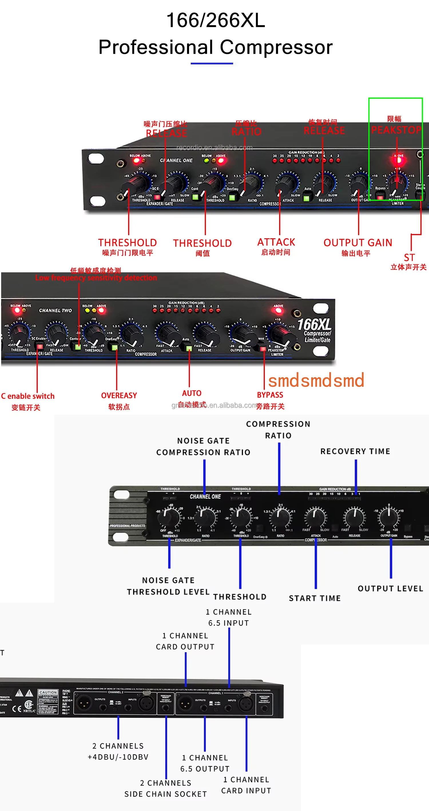 Professional Compressor Limiter High-precision Anti-whistling Dual-channel Digital Audio Processor for Stage Sound Sys view 4