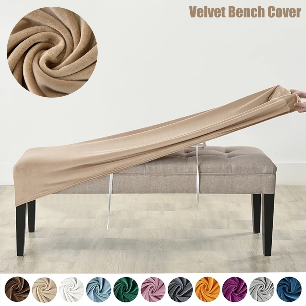 Soft Velvet Bench Cover for Dining Room Bedroom Spandex Elastic New Decor Chair Covers Removable Washable Stretch Seat Protector