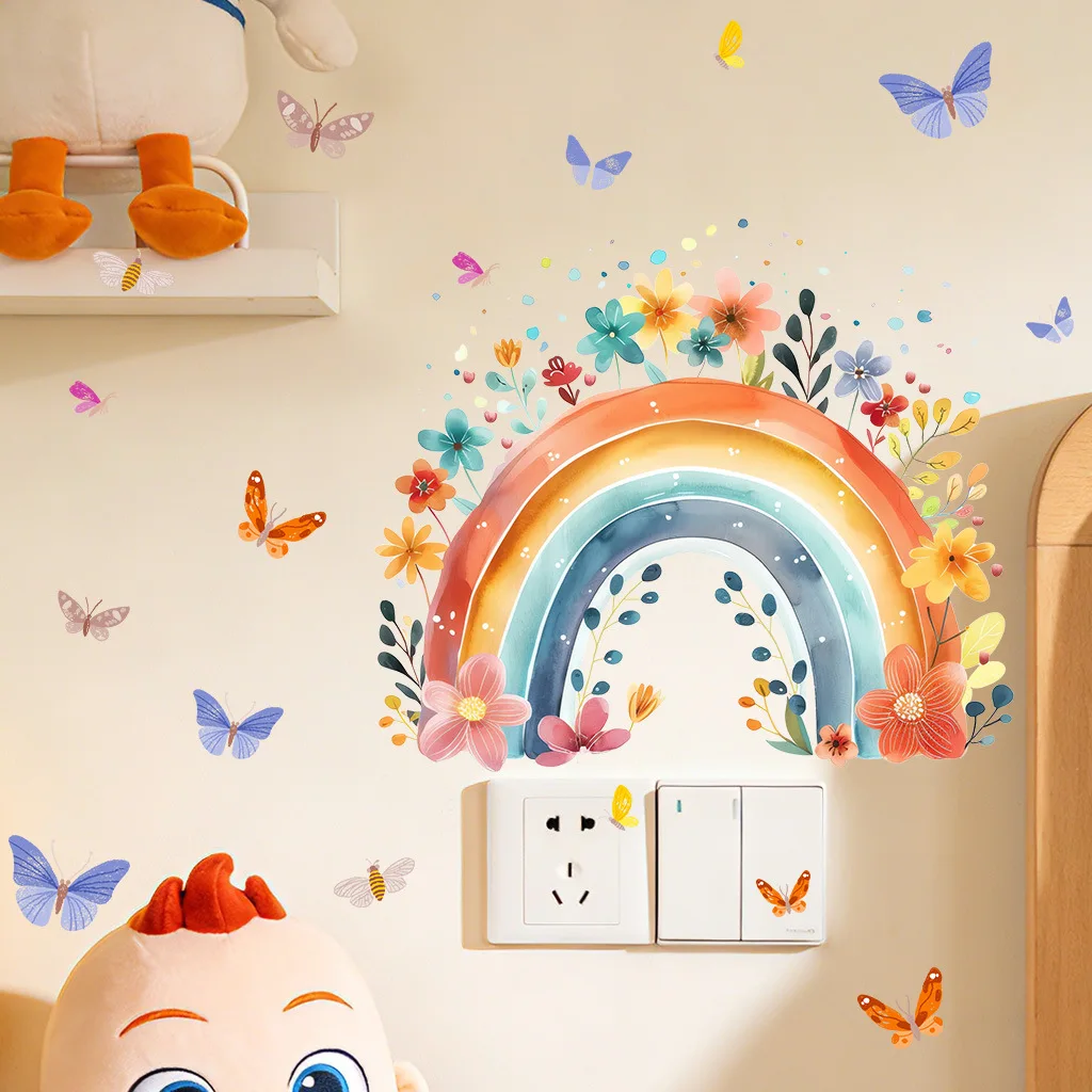 Rainbow Butterfly Wall Stickers Self-Adhesive Room Decor Background Wall Art Decals Imagine Rainbow Bridge Home Decoration