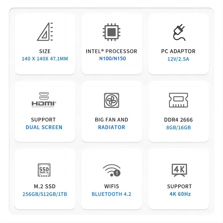 FIREBAT AK2 PLUS Mini PC Intel N100 N150 CPU Windows 11  DDR4 16GB RAM 512GB SSD Desktop Computer  WIFI5 BT4.2  HDMI USB