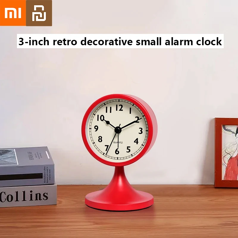 

Xiaomi Nordic Metal Round Alarm Clock Vintage Creative Silent Table Clock Student Bedside Nightlight Clock Room Decor Home Decor