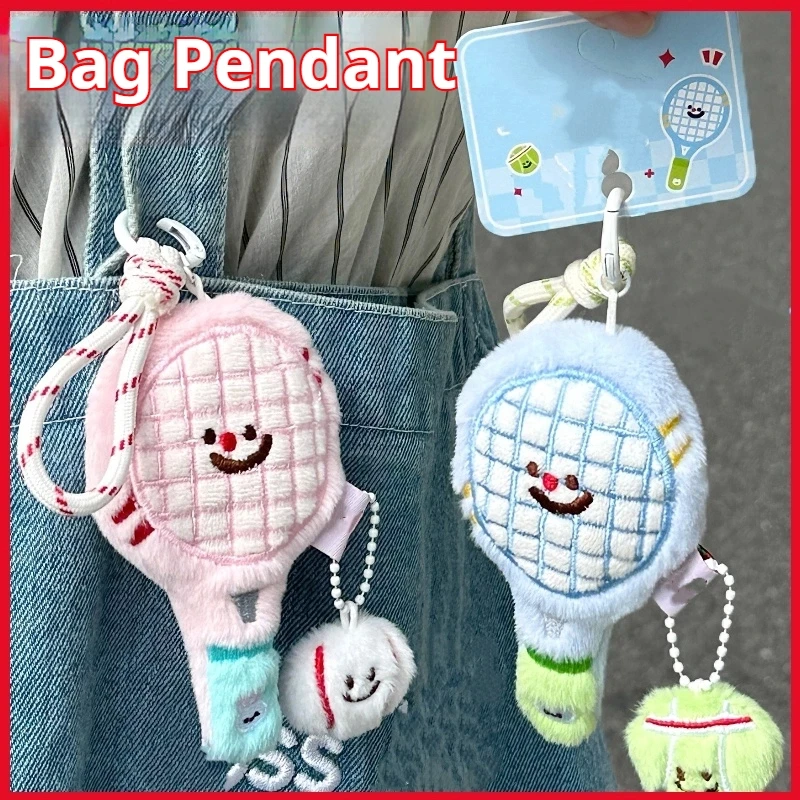 

Cute Tennis Racket Plush Toy Keychain, Girls' Backpack Decoration, Boys' Car Pendant, Doll Decoration, Christmas Birthday Gift