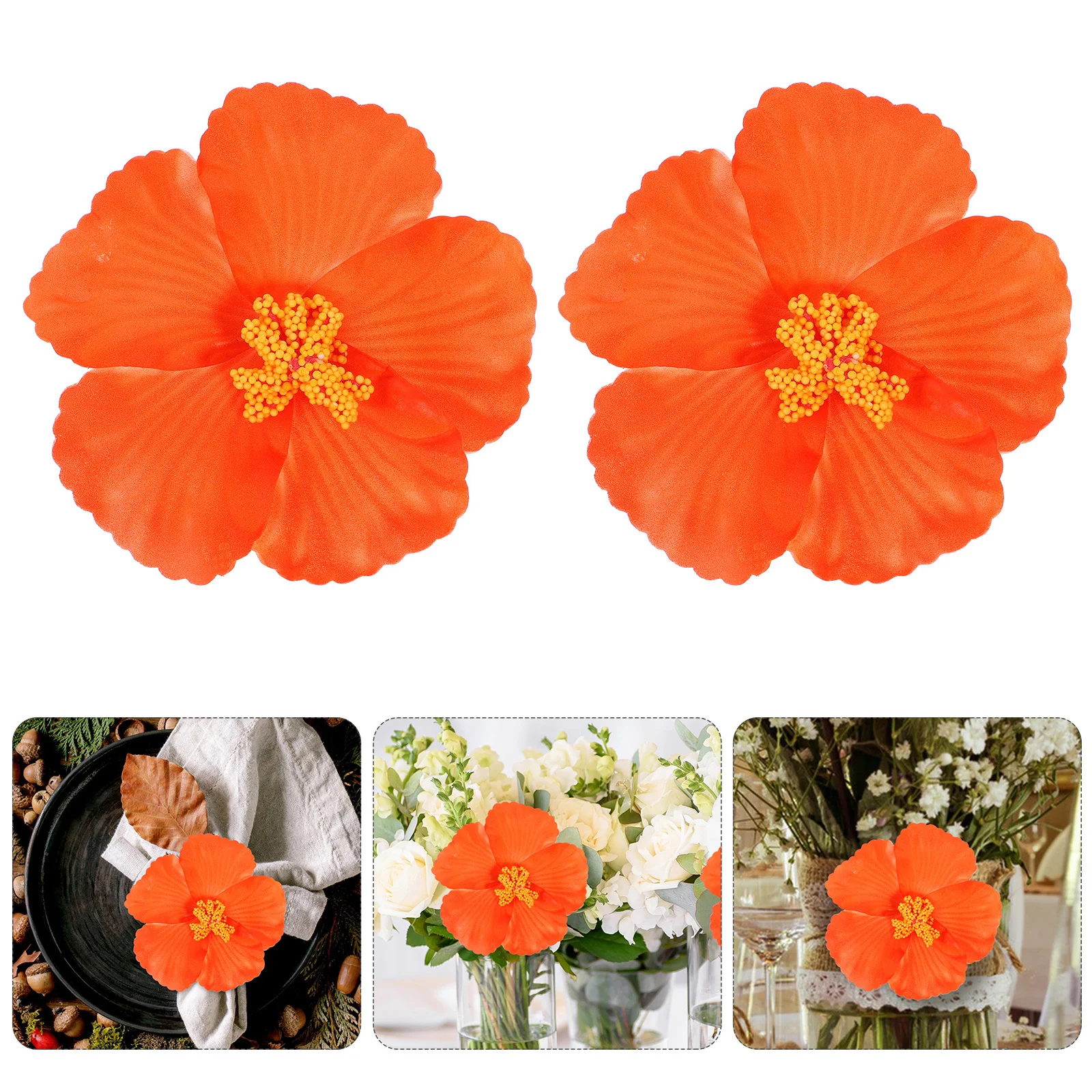 

10pcs Hawaiian Style Faux Hibiscus Flowers Artificial Tropical Party Decor For Summer Events Indoor Outdoor Use Decorative