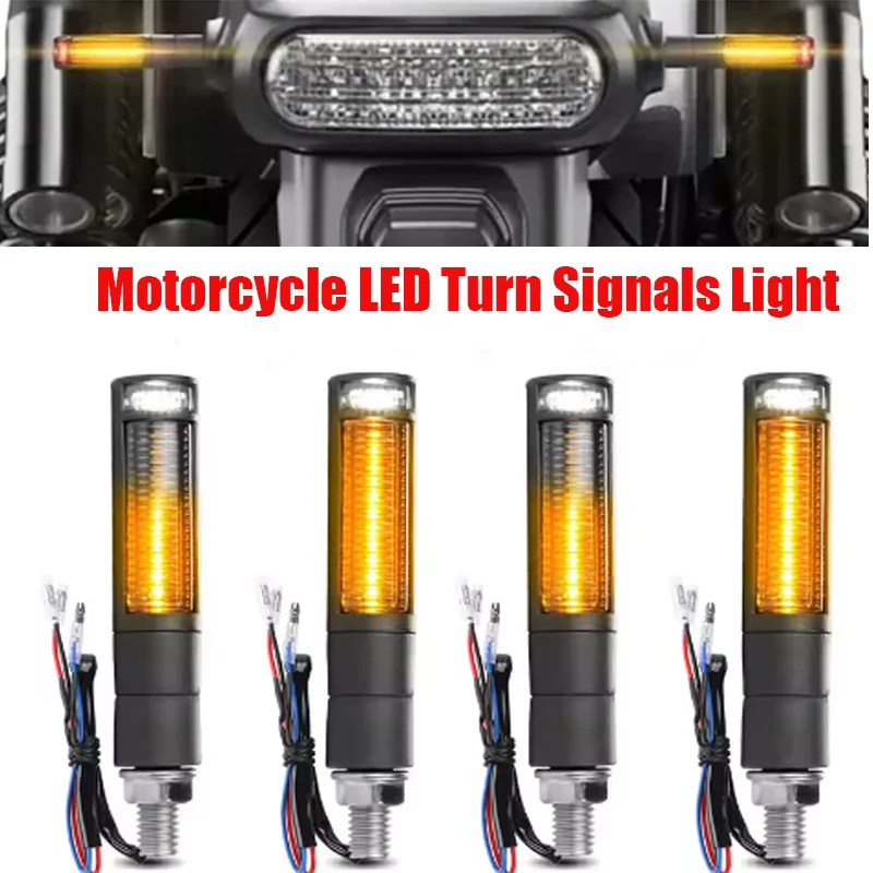 

10 мм мотоциклетные передние и задние светодиодные указатели поворота, струящиеся янтарные белые/красные DRL/тормозная вспышка 12 В для Yamaha Honda Racer Cafe Bobber
