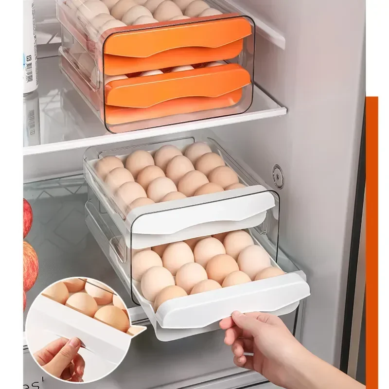 

Egg Box Food Household Layer Egg Drawer Storage Refrigerator Preservation Box Double Bracket Kitchen Storage And Box Type