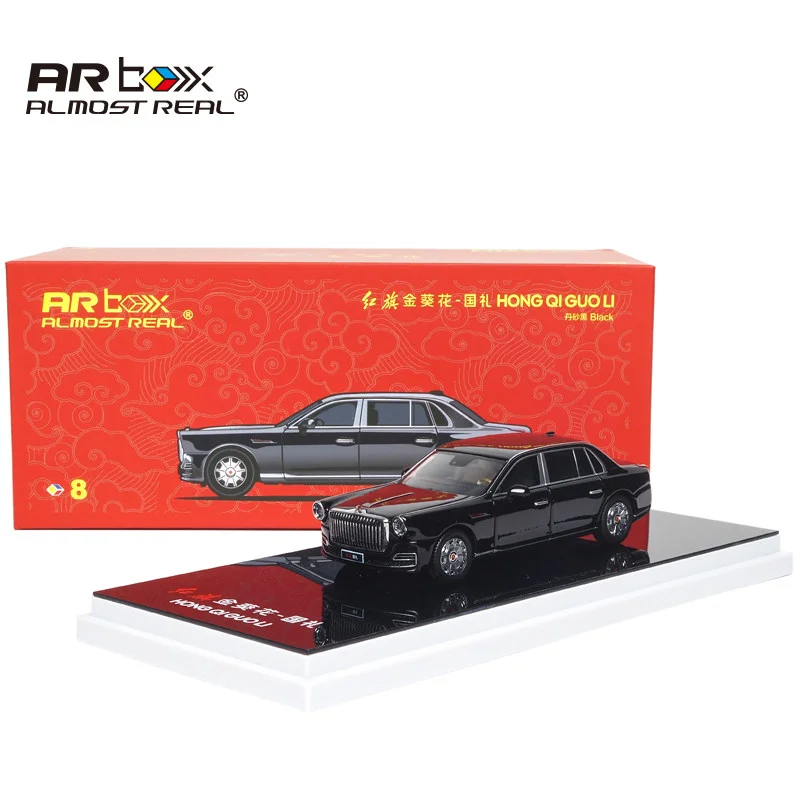 

Коллекционная модель автомобиля AR Box 1/64 Red Flag Golden Sunflower National Gift (Cinnabar Black) из литого сплава, подарок